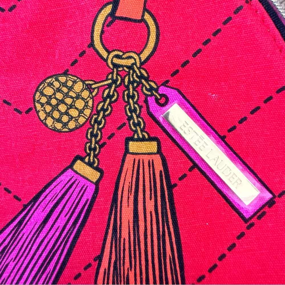 Estée Lauder Red Tassel Cosmetic Bag Makeup Pouch Travel Case - Picture 3 of 6